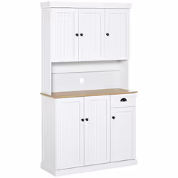 HOMCOM Kitchen Cupboard Storage Cabinet with Adjustable Shelves, White - Additional view 7