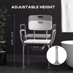 HOMCOM 3-in-1 Shower Chair Adjustable Bedside Commode Raised Toilet Seat White - Additional view 4