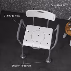 HOMCOM 3-in-1 Shower Chair Adjustable Bedside Commode Raised Toilet Seat White - Additional view 5