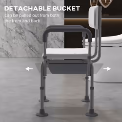 HOMCOM 3-in-1 Shower Chair Adjustable Bedside Commode Raised Toilet Seat White - Additional view 6