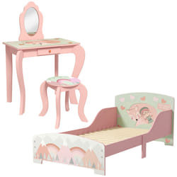 ZONEKIZ Kids Bedroom Furniture Set for Ages 3-6 Years, Pink