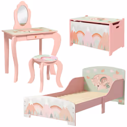 ZONEKIZ Kids Bedroom Furniture Set for Ages 3-6 Years, Pink