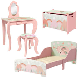 ZONEKIZ Kids Bedroom Furniture Set for Ages 3-6 Years, Pink
