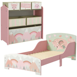ZONEKIZ Cute Animal Design Kids Bedroom Furniture Set for Ages 3-6 Years, Pink