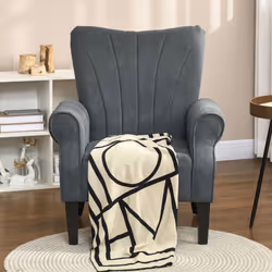 HOMCOM Armchair, Upholstered Modern Accent Chair with Wood Legs, Grey - Additional view 5
