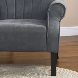 HOMCOM Armchair, Upholstered Modern Accent Chair with Wood Legs, Grey - Additional view 7