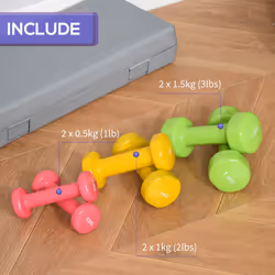 HOMCOM 6kg Dumbbell Fitness Weights Set for Men and Women, Home Gym Workout