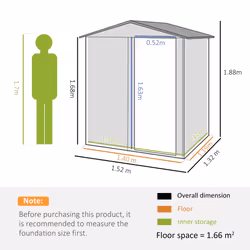 Outsunny 5ft x 4.3ft Outdoor Metal Storage Shed with Sliding Door Sloped Roof
