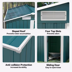 Outsunny 5ft x 4.3ft Outdoor Metal Storage Shed with Sliding Door Sloped Roof - Additional view 5