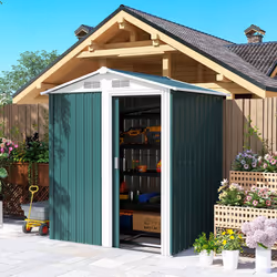 Outsunny 5ft x 4.3ft Outdoor Metal Storage Shed with Sliding Door Sloped Roof - Additional view 6