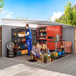 Outsunny 11.3x9.2ft Steel Garden Storage Shed w/ Sliding Doors & 2 Vents, Green