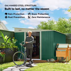 Outsunny 11.3x9.2ft Steel Garden Storage Shed w/ Sliding Doors & 2 Vents, Green - Additional view 4