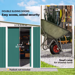 Outsunny 11.3x9.2ft Steel Garden Storage Shed w/ Sliding Doors & 2 Vents, Green - Additional view 5
