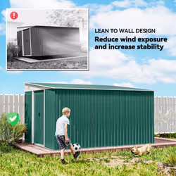 Outsunny 11.3x9.2ft Steel Garden Storage Shed w/ Sliding Doors & 2 Vents, Green - Additional view 6