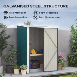 Outsunny Outdoor Storage Shed w/ Lockable Door for Garden, Green - Additional view 4