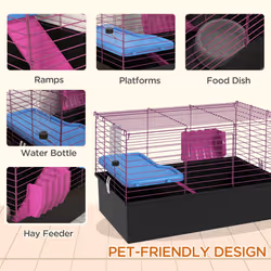 PawHut Small Animal Cage, Rabbit Guinea Pig Hutch, Pet Playhouse