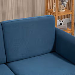 HOMCOM Double Seat Sofa Linen Upholstery Loveseat Couch w/ Armrests, Blue - Additional view 6