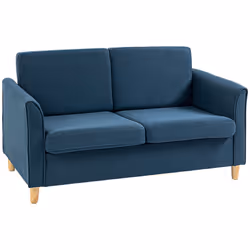 HOMCOM Double Seat Sofa Linen Upholstery Loveseat Couch w/ Armrests, Blue - Additional view 7
