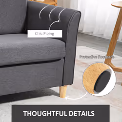 HOMCOM Double Seat Sofa Linen Upholstery Loveseat Couch w/ Armrests, Dark Grey - Additional view 6