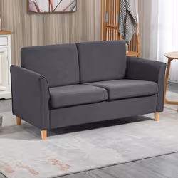 HOMCOM Double Seat Sofa Linen Upholstery Loveseat Couch w/ Armrests, Dark Grey - Additional view 8