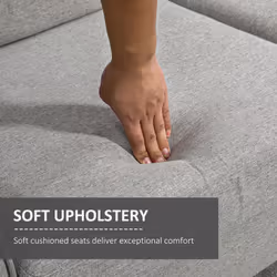 HOMCOM Double Seat Sofa Linen Upholstery Loveseat Couch w/ Armrests, Light Grey - Additional view 4
