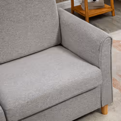 HOMCOM Double Seat Sofa Linen Upholstery Loveseat Couch w/ Armrests, Light Grey - Additional view 6