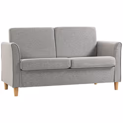 HOMCOM Double Seat Sofa Linen Upholstery Loveseat Couch w/ Armrests, Light Grey - Additional view 7
