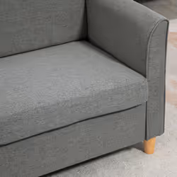 HOMCOM Double Seat Sofa Linen Upholstery Loveseat Couch w/ Armrests, Grey - Additional view 4
