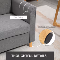 HOMCOM Double Seat Sofa Linen Upholstery Loveseat Couch w/ Armrests, Grey - Additional view 6