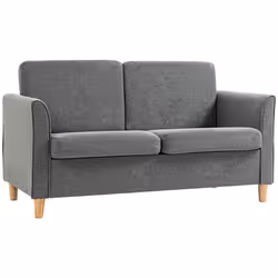 HOMCOM Double Seat Sofa Linen Upholstery Loveseat Couch w/ Armrests, Grey - Additional view 7