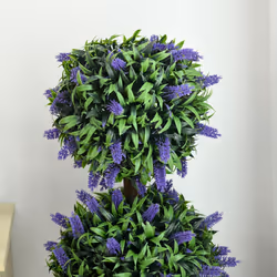 HOMCOM Set of 2 Potted Artificial Plants Ball Tree with Lavender Flowers, 110cm - Additional view 5