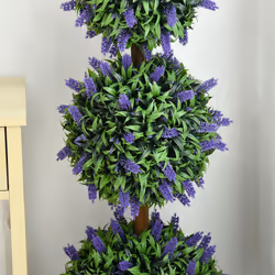HOMCOM Set of 2 Potted Artificial Plants Ball Tree with Lavender Flowers, 110cm - Additional view 6