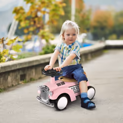 AIYAPLAY Foot to Floor Slider with Steering Wheel, for Ages 12-36 Months -  Pink