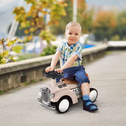 AIYAPLAY Foot to Floor Slider with Steering Wheel, for Ages 12-36 Months - Cream