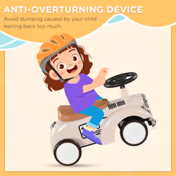 AIYAPLAY Foot to Floor Slider with Steering Wheel, for Ages 12-36 Months - Cream