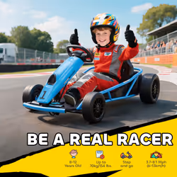 HOMCOM 24V Electric Go Kart for Kids with Music, Horn Honking, Slow Start