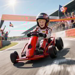 HOMCOM 24V Electric Go Kart for Kids with Music, Horn Honking, Slow Start