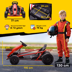 HOMCOM 24V Electric Go Kart for Kids with Music, Horn Honking, Slow Start