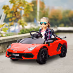 HOMCOM Lamborghini Aventador Licensed 12V Kids Electric Ride On Car - Red