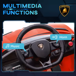 HOMCOM Lamborghini Aventador Licensed 12V Kids Electric Ride On Car - Red - Additional view 5