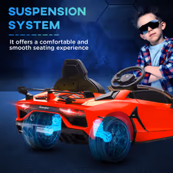 HOMCOM Lamborghini Aventador Licensed 12V Kids Electric Ride On Car - Red - Additional view 6