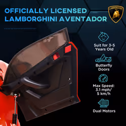 HOMCOM Lamborghini Aventador Licensed 12V Kids Electric Ride On Car - Red - Additional view 8