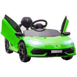 HOMCOM Lamborghini Aventador Licensed 12V Kids Electric Ride On Car - Green
