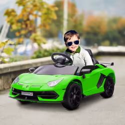 HOMCOM Lamborghini Aventador Licensed 12V Kids Electric Ride On Car - Green