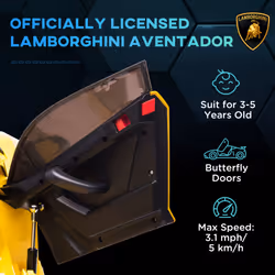 HOMCOM Lamborghini Aventador Licensed 12V Kids Electric Ride On Car - Yellow