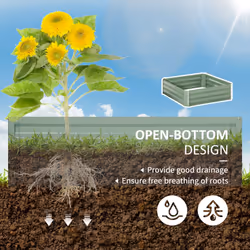 Outsunny Set of 2 Raised Garden Bed Galvanised Planter Box Easy Setup Green