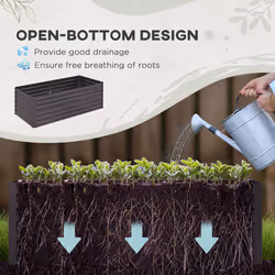 Outsunny Galvanised Steel Outdoor Raised Bed w/ Reinforced Rods, Dark Grey