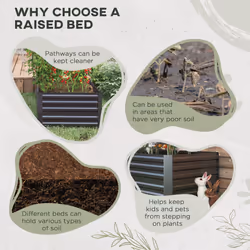 Outsunny Galvanised Steel Outdoor Raised Bed w/ Reinforced Rods, Dark Grey - Additional view 4