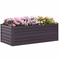 Outsunny Galvanised Steel Outdoor Raised Bed w/ Reinforced Rods, Dark Grey - Additional view 8