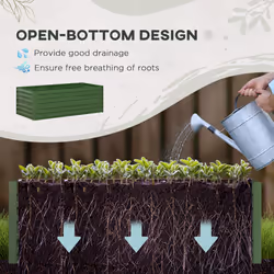 Outsunny Galvanised Steel Outdoor Raised Bed w/ Reinforced Rods, Green